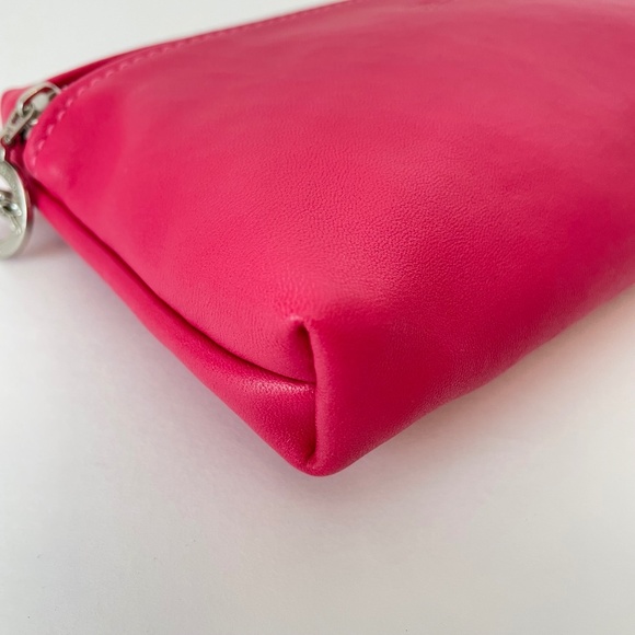 Longchamp Le Pliage Cuir Pouch Candy PINK lambskin leather Made in France - Picture 5 of 11